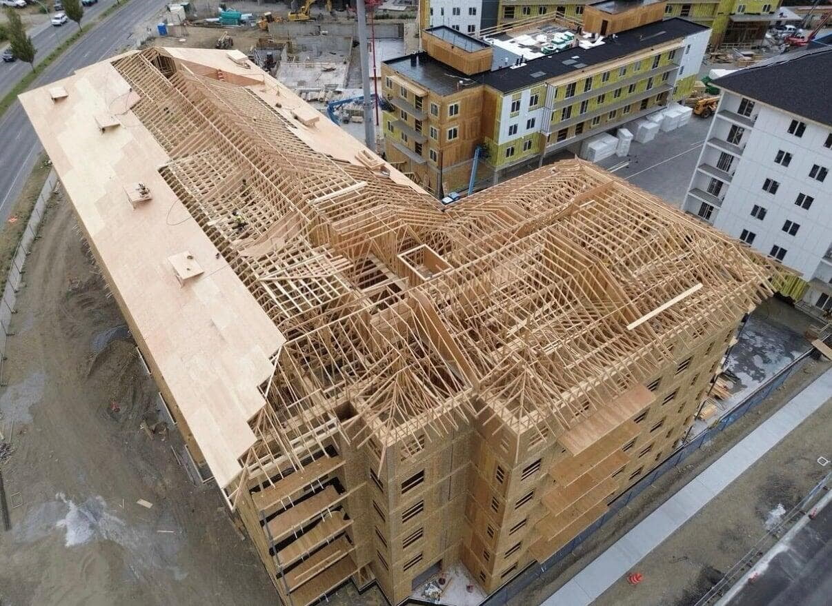 Hermes large multi-family roof framing project