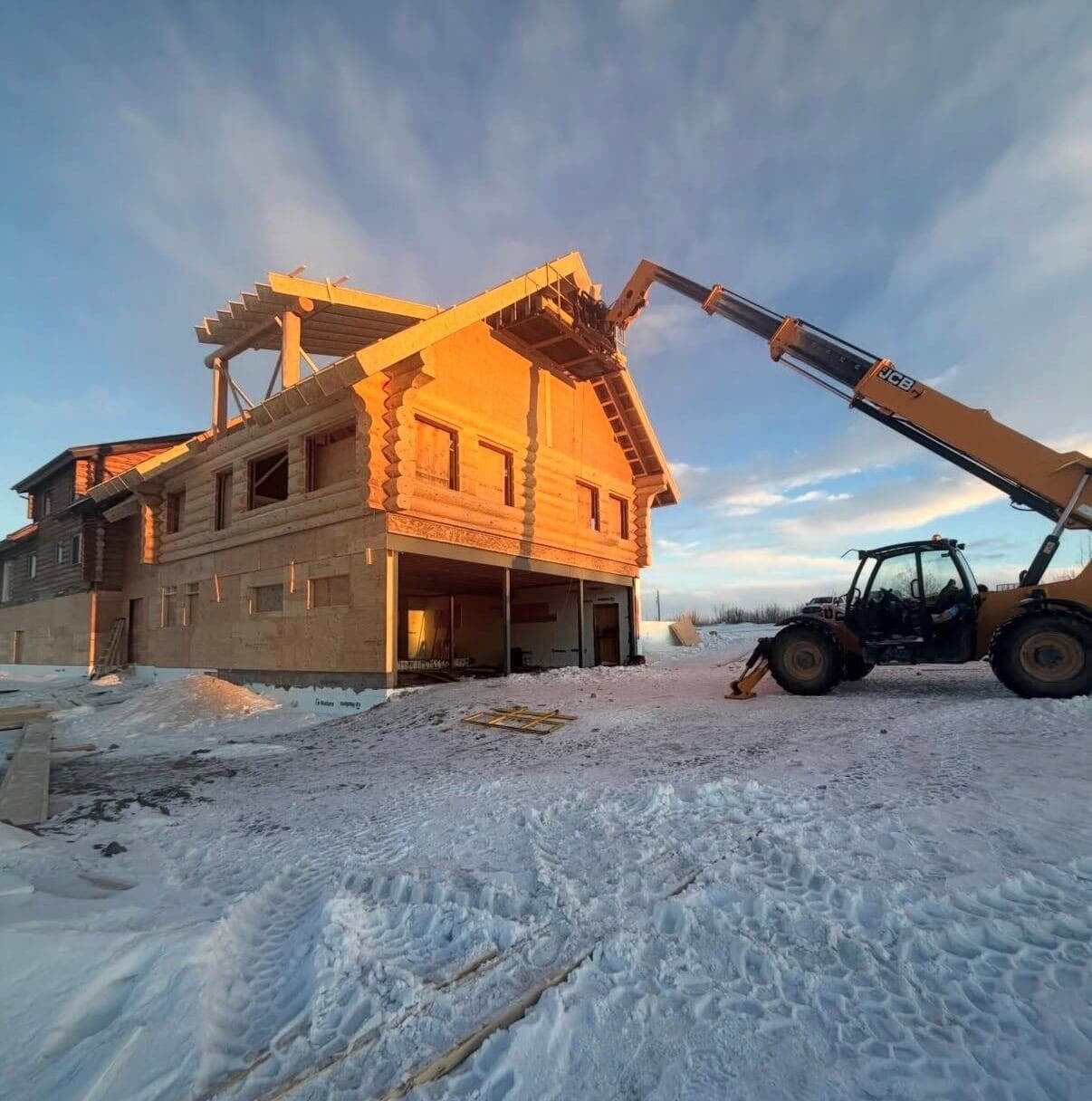 Hermes crane-assisted roof framing project